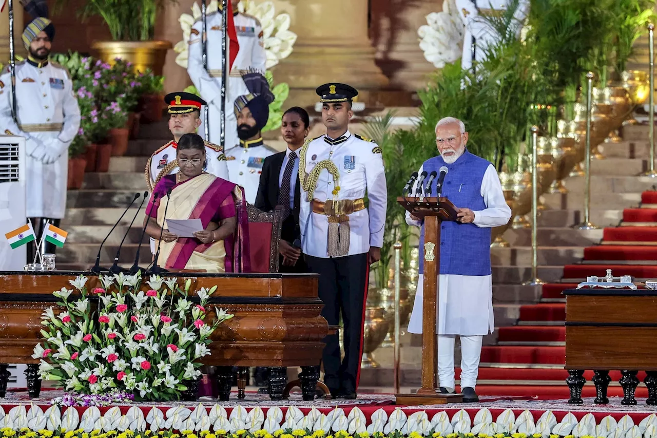 Modi sworn in as prime minister for third term after poll disappointment