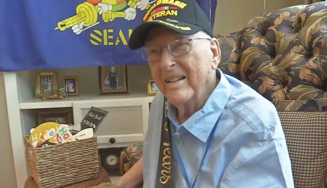 ‘Just enjoy life’: WWII veteran celebrates 100th birthday surrounded by family, friends and Navy sailors