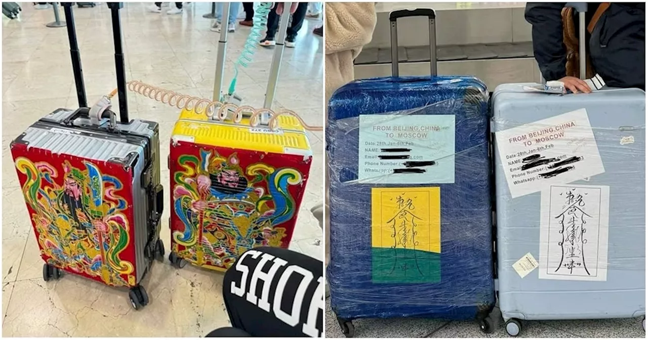 People in China Are Sticking “Door Gods” Poster & Printed Talismans on Luggage to Deter Theft