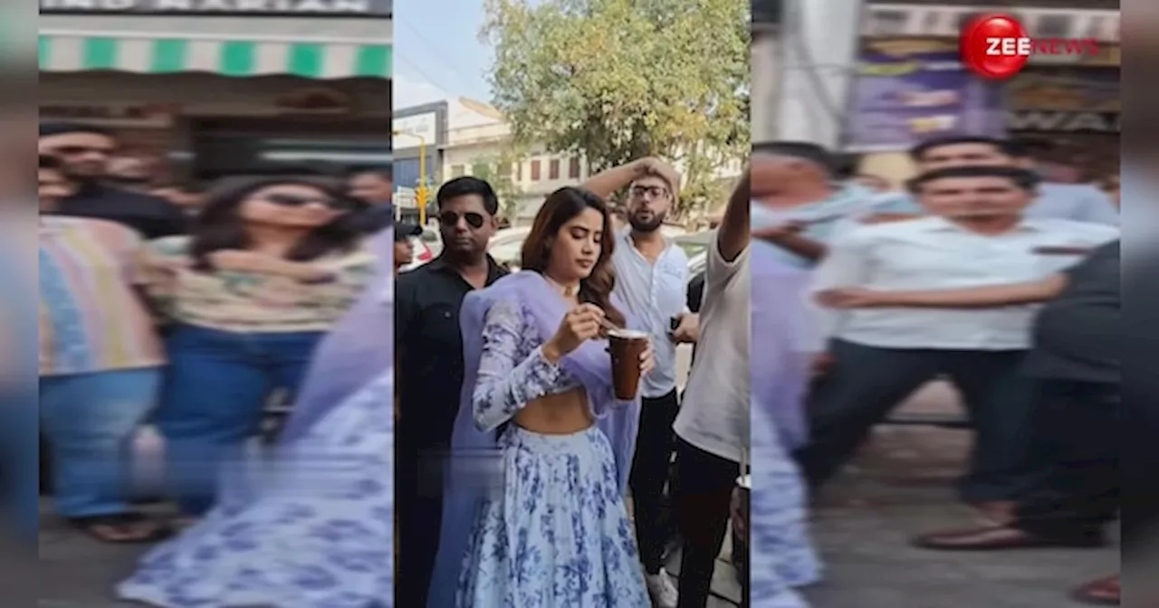 जयपुर की Heat को Janhvi Kapoor ने कुल्हड़ लस्सी से किया Beat, लहंगा चोली में बिखेरा जलवा