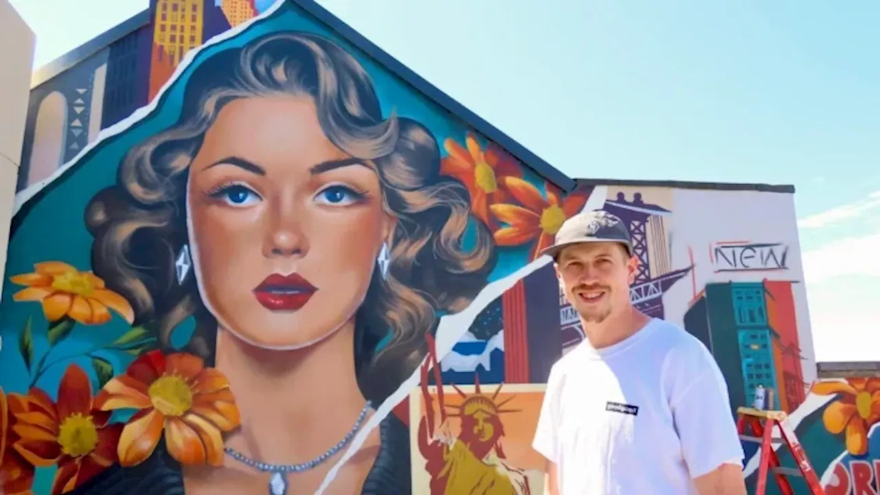 Preston artist Shawn Sharpe paints mural for Southport rooftop bar