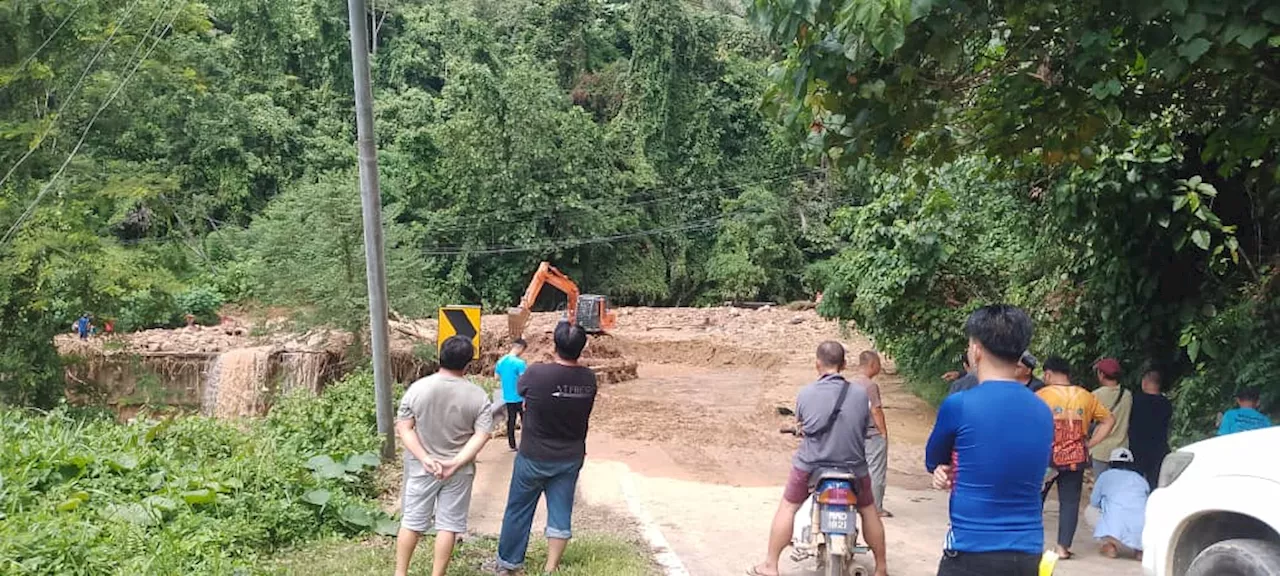 Laluan utama Kiulu-Tamparuli yang putus kerana tanah runtuh dibuka satu arah