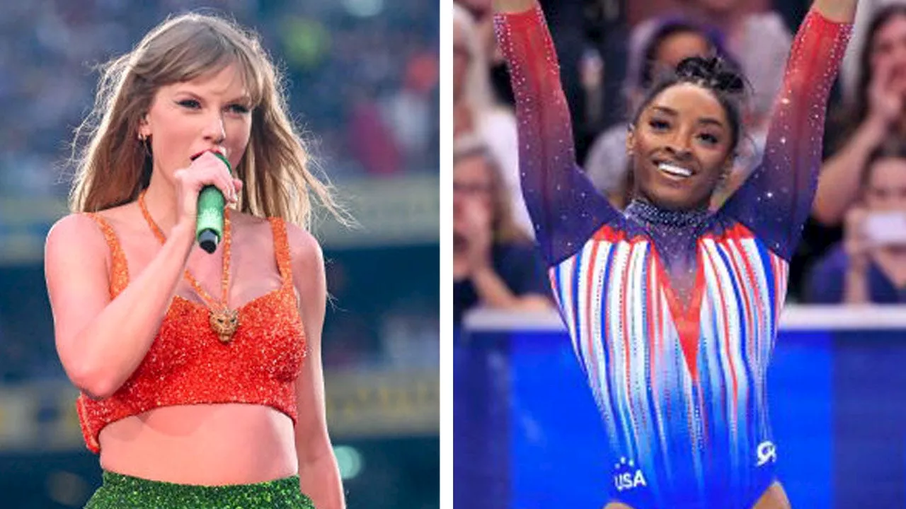 Taylor Swift reacts to Simone Biles using 'Ready for It' during Olympic trials