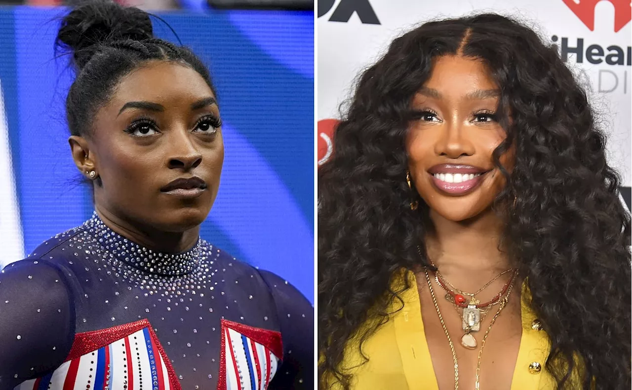 SZA shows off gymnastics skills in handstand contest with Simone Biles