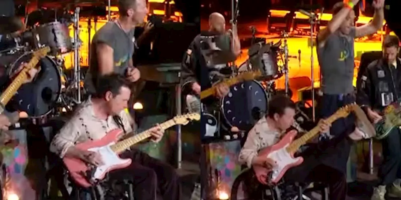 Coldplay performs 'Fix You' with Michael J. Fox at Glastonbury