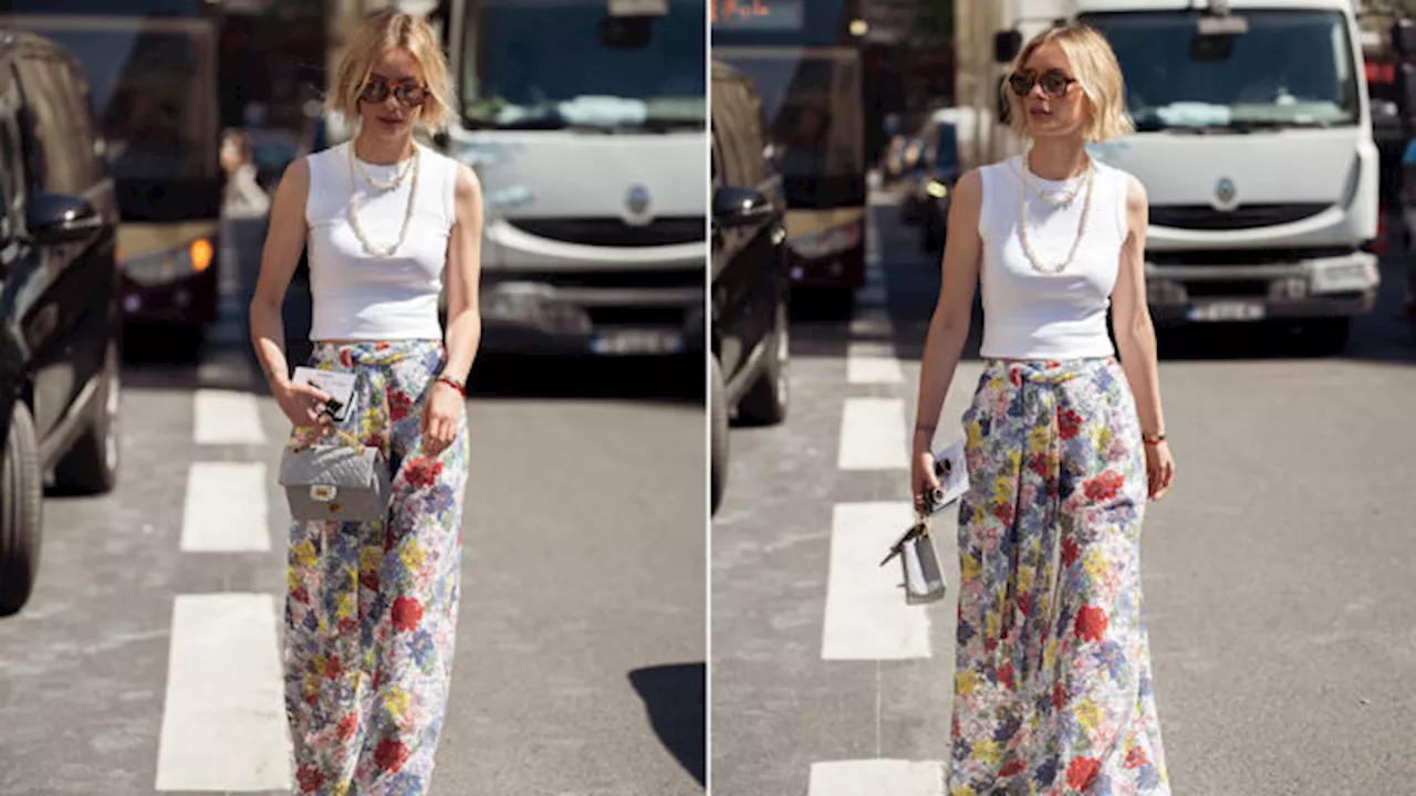 Canotta bianca, pantaloni a fiori e ballerine: il look di Lisa Hahnbuck