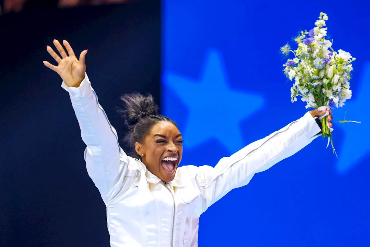Simone Biles books Paris Olympics berth with US gymnastics trials all-around win