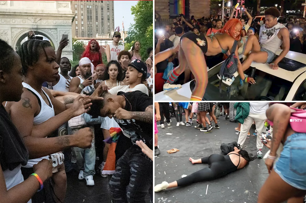 Multiple brawls break out in chaotic scene inside Washington Square Park Pride celebration: video