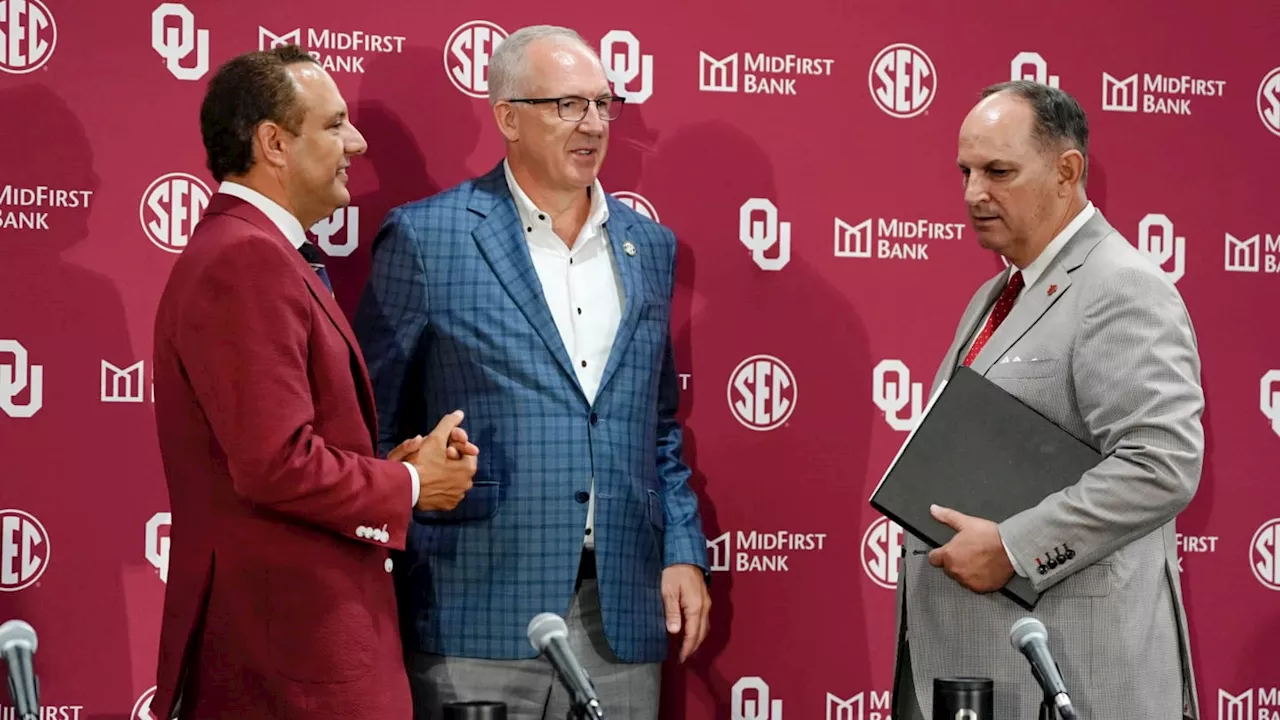 Greg Sankey, Joe Castiglione and Joseph Harroz Jr. Welcome Oklahoma to the SEC