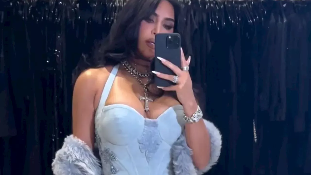 Kim Kardashian looks sensational in corset top as she parties at sister Khloe’s 40th birthday...