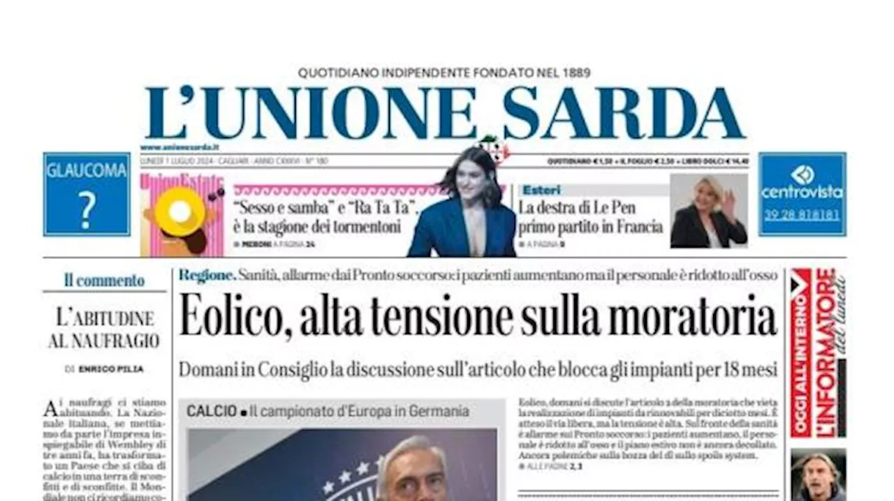 L'Unione Sarda apre in questo modo sull'Italia: 'Flop Nazionale, fiducia a Spalletti'