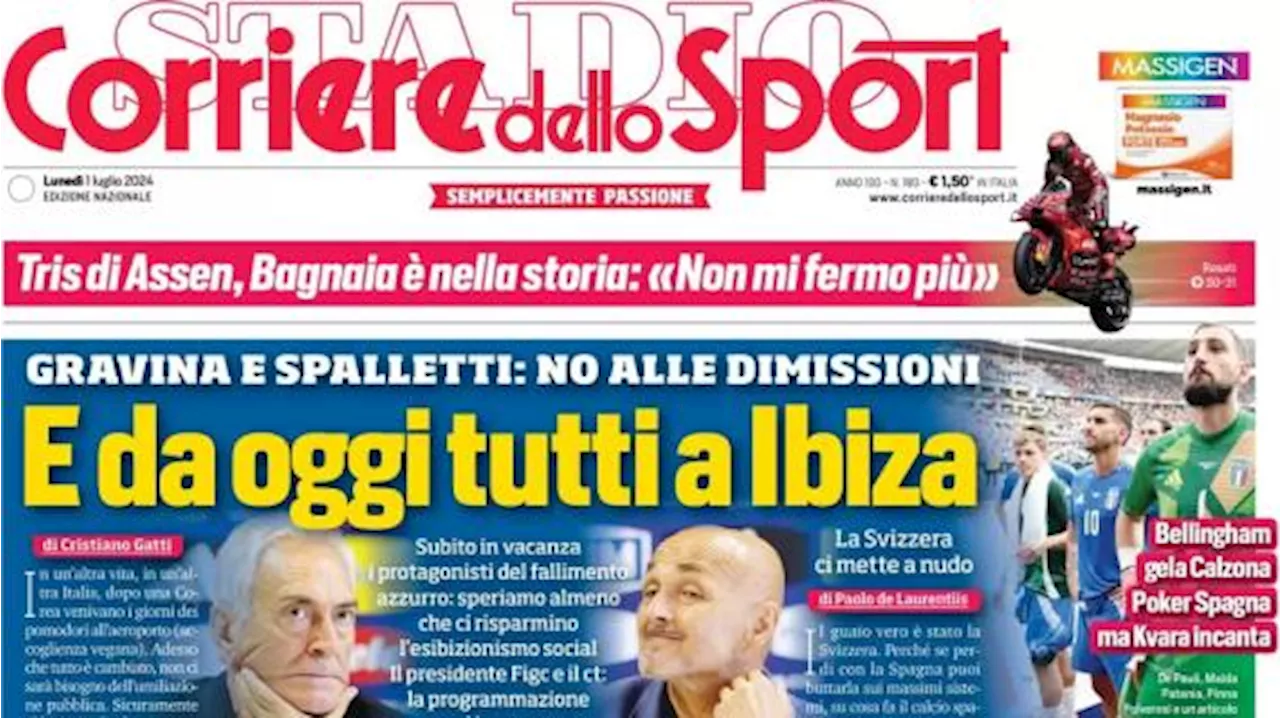 La prima pagina del Corriere dello Sport titola così stamattina: 'Prima la Juve'