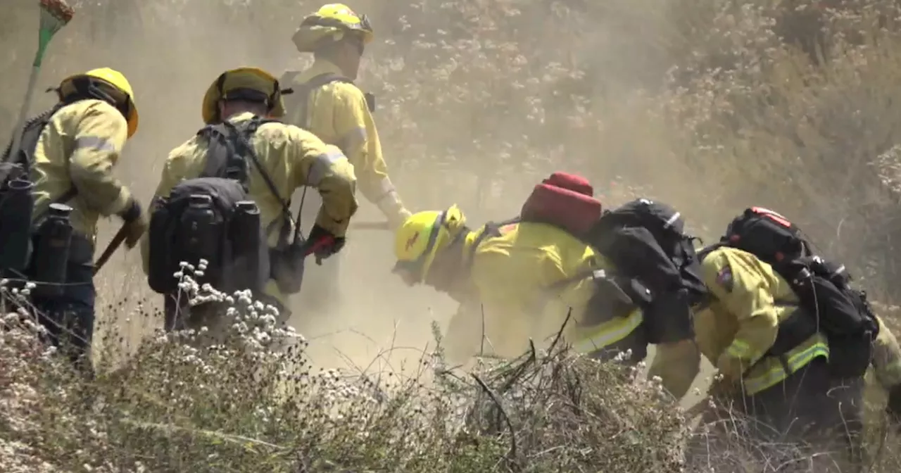 Local firefighters carry up to 50 pounds on their backs while fighting wildfires