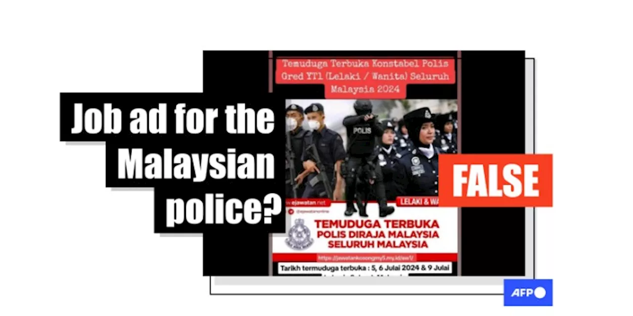 Malaysian police warn of scam posts sharing false recruitment ads