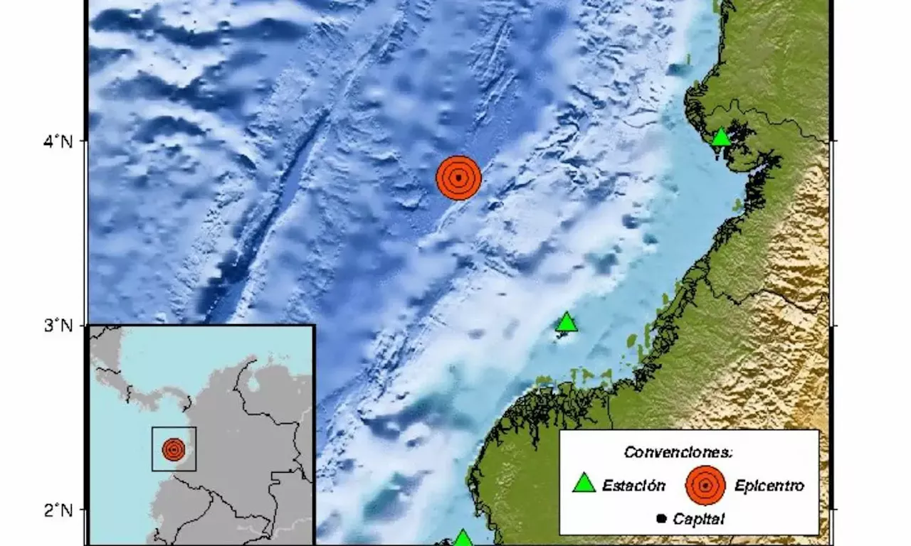 Fuerte temblor en el océano Pacífico sacude el occidente de Colombia