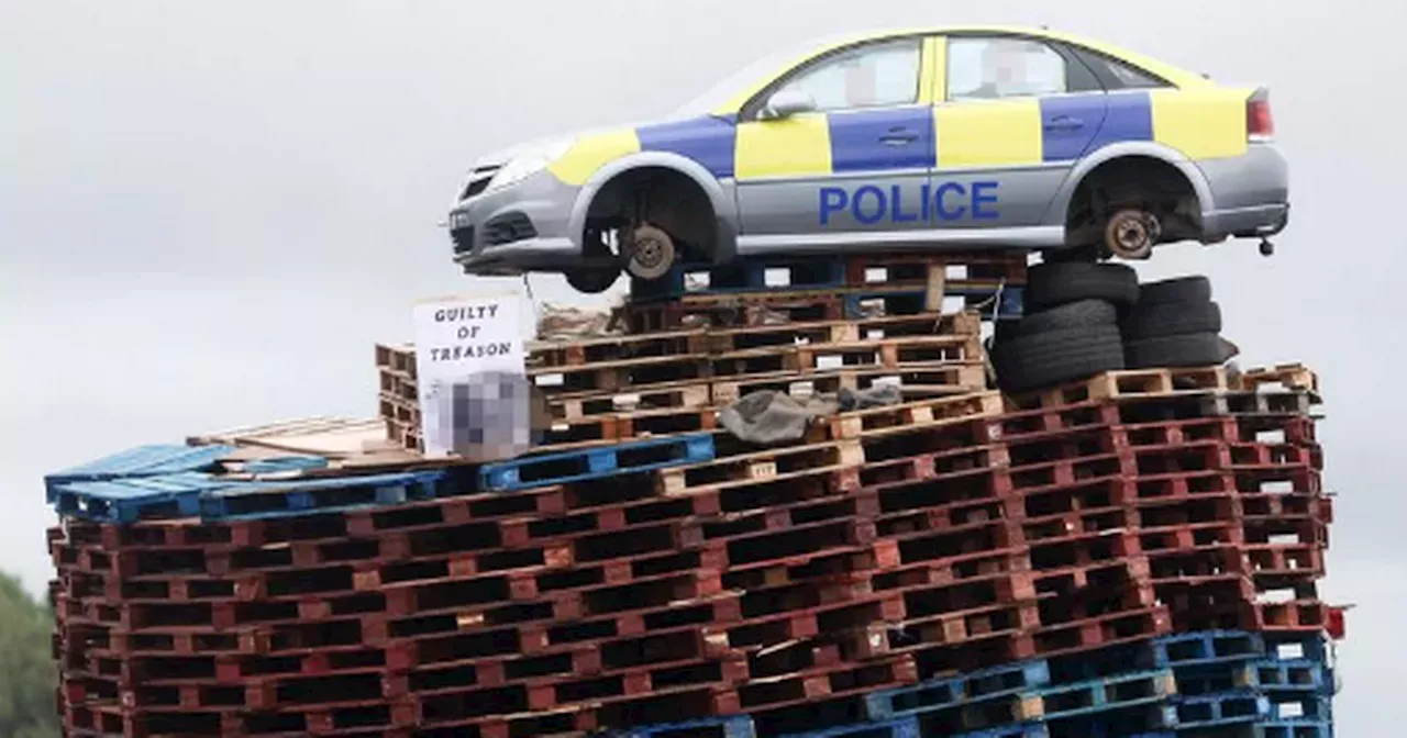 'Police car' put on top of Eleventh Night bonfire in Northern Ireland