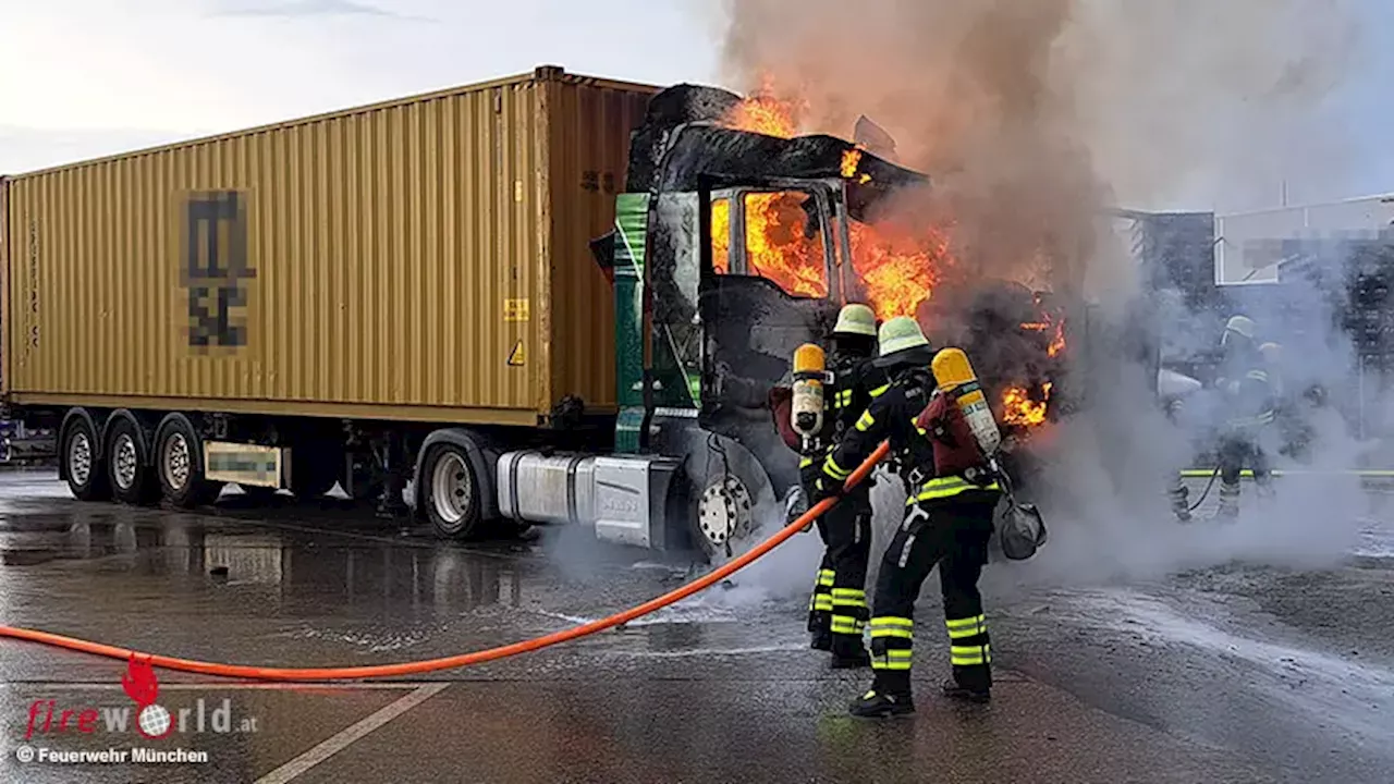 Bayern: Lkw-Fahrerkabine in München in Flammen → Lenker schwer verletzt