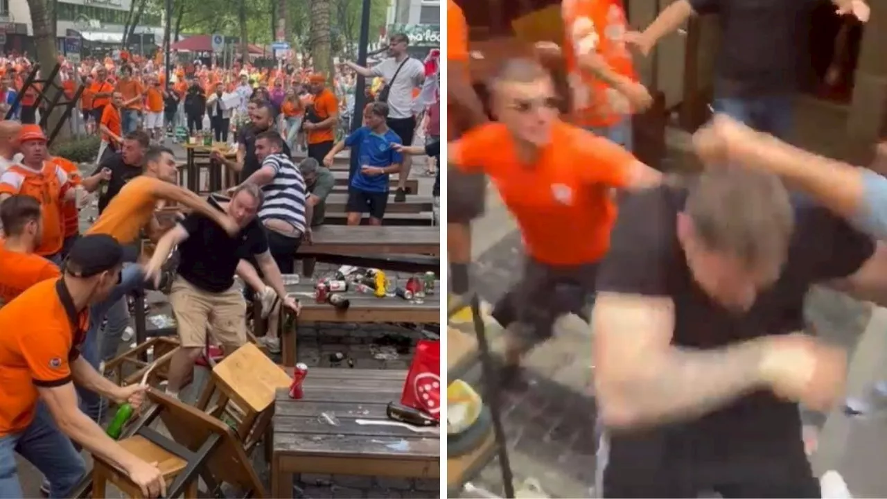 Shocking moment England fans are attacked by Netherlands supporters