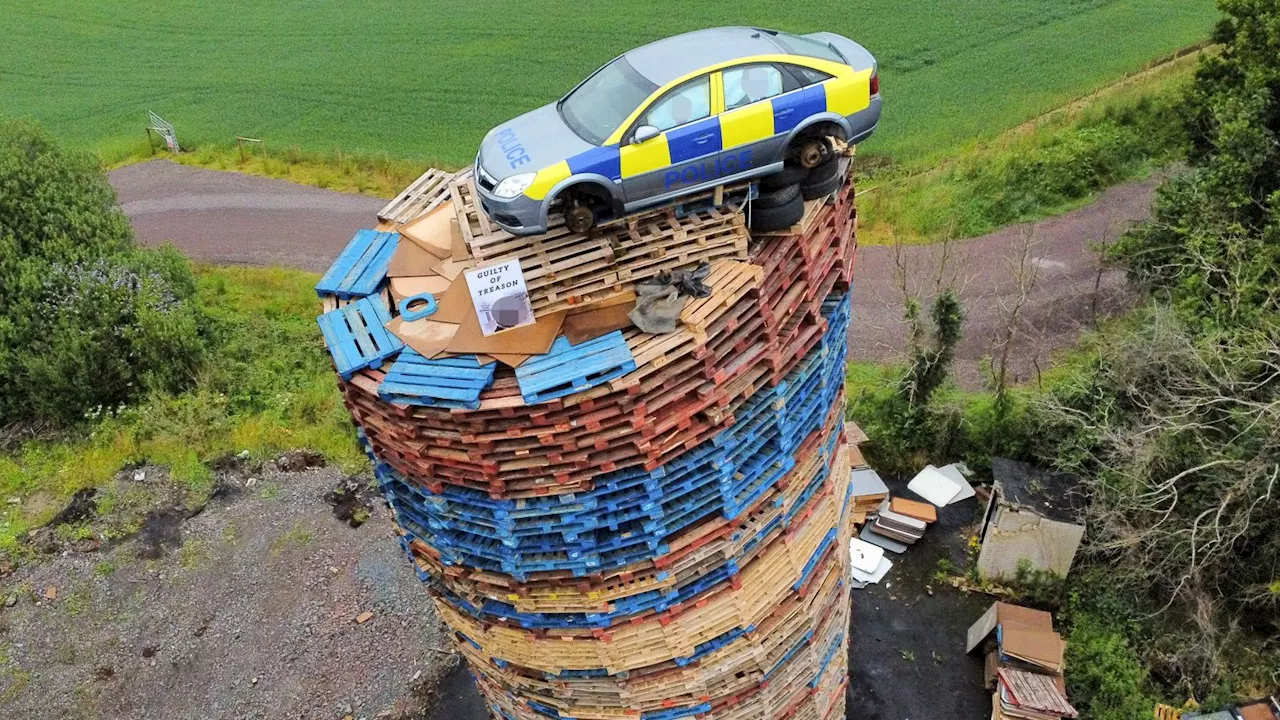 Calls for 'police car' to be removed from top of Co Tyrone bonfire