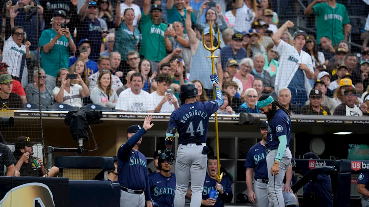 Raleigh connects twice and Gilbert is brilliant as the Mariners beat the Padres 8-3