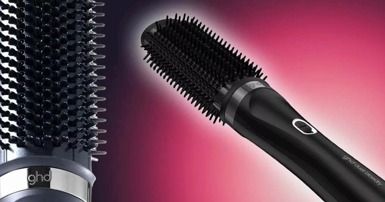 The ghd hair dryer brush dries and styles hair with zero heat damage