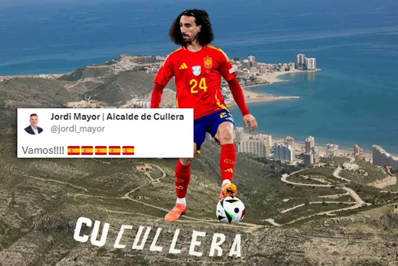 El alcalde de Cullera triunfa con un montaje de uno de los jugadores de moda durante el partido entre España...