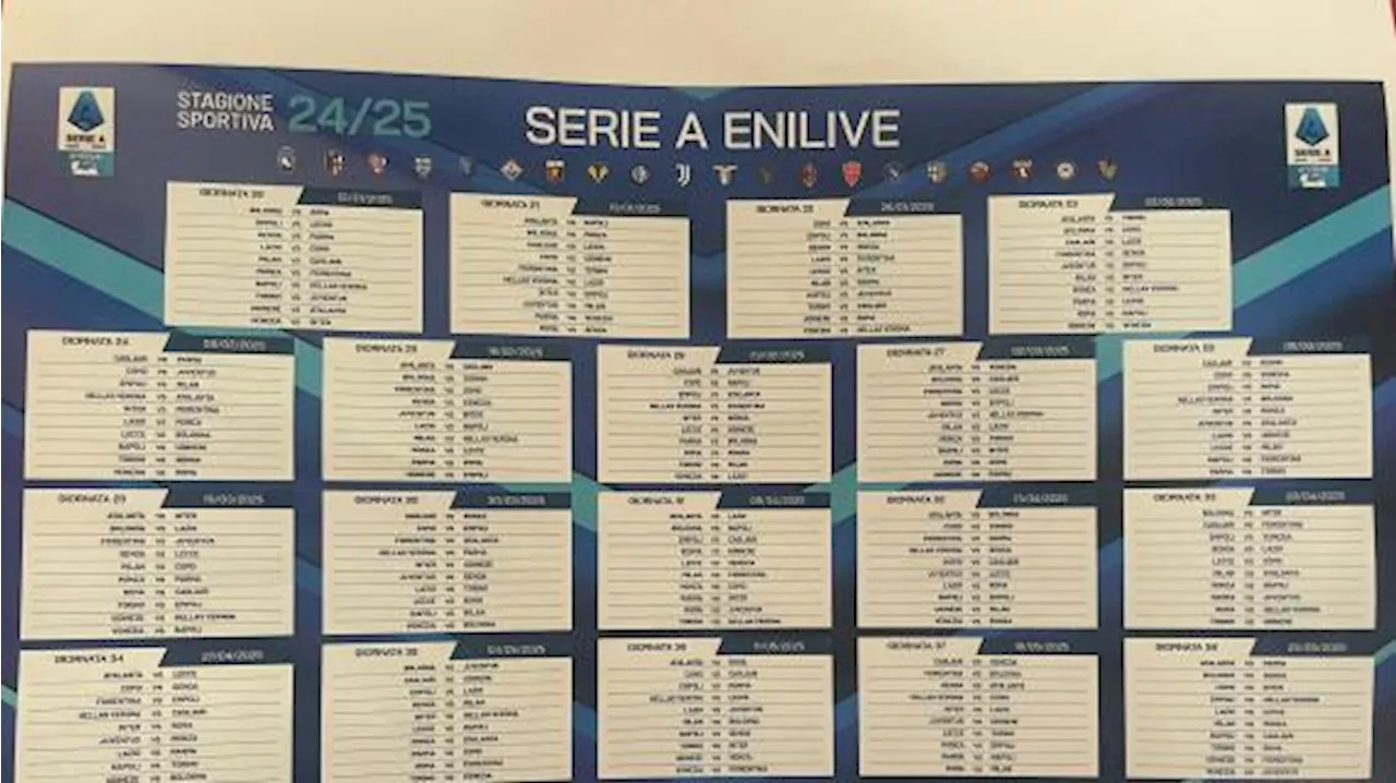 La Serie A 2024/25 ha preso forma: il calendario completo dalla 1ª alla 38ª giornata