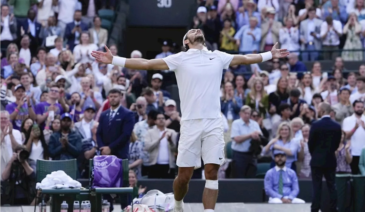 Lorenzo Musetti earns Wimbledon match with Novak Djokovic after winning first Grand Slam semifinal