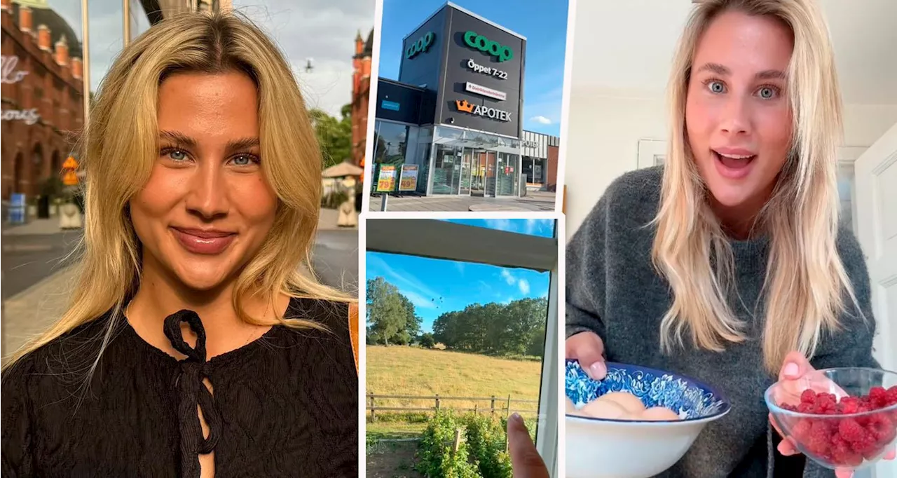 Tiktok-profilen Frida, 23, hånas för semestern i Skåne – kallade Coop för ”lantlig butik”