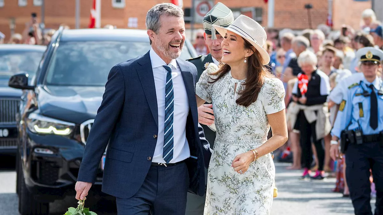 Queen Mary and King Frederik of Denmark put on a loved-up display as they retire to their summer...