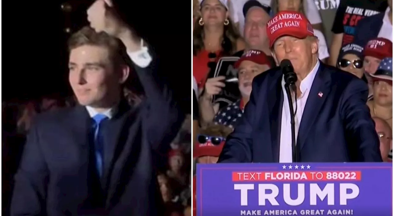 Barron Trump, chi è il figlio di The Donald: il debutto (con ​standing ovation) al comizio del padre ​a Doral