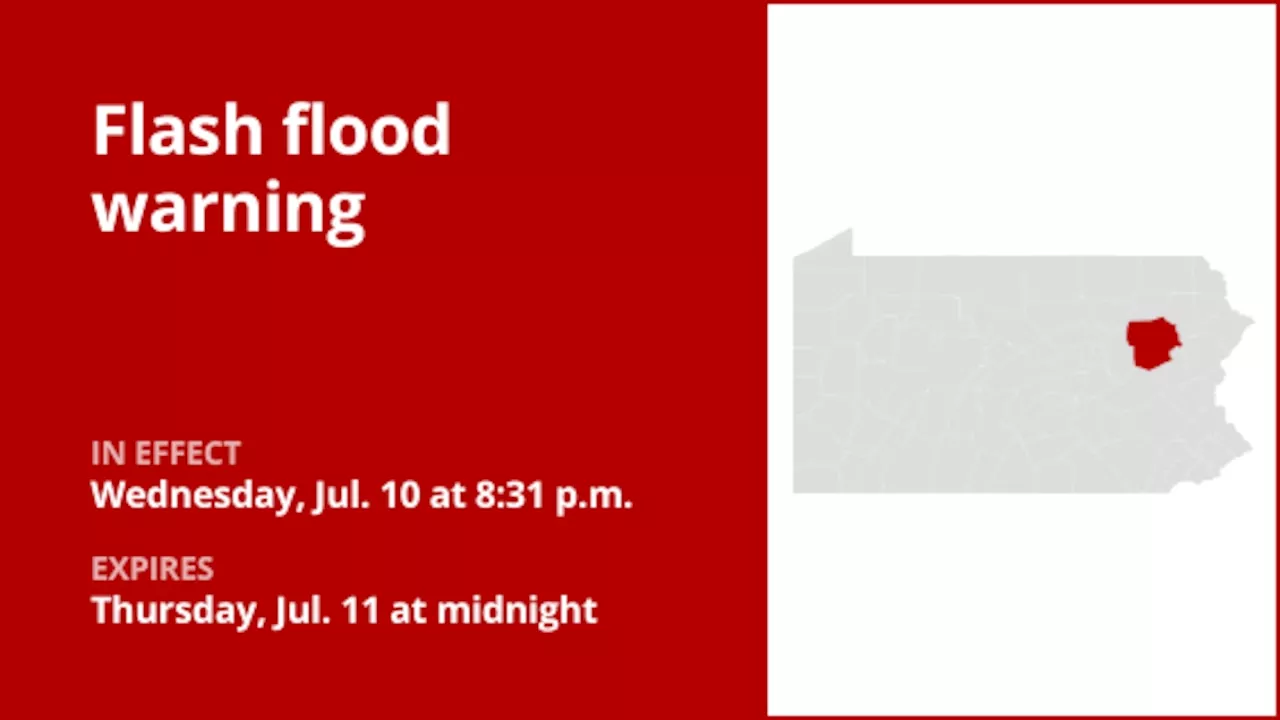 Luzerne County under a flash flood warning until early Thursday