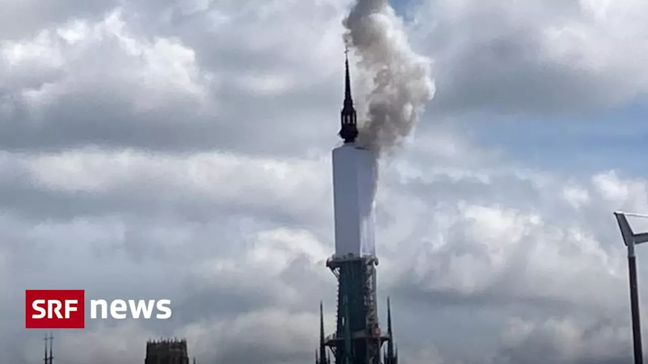 Norden von Frankreich - Feuer in Kathedrale von Rouen ausgebrochen