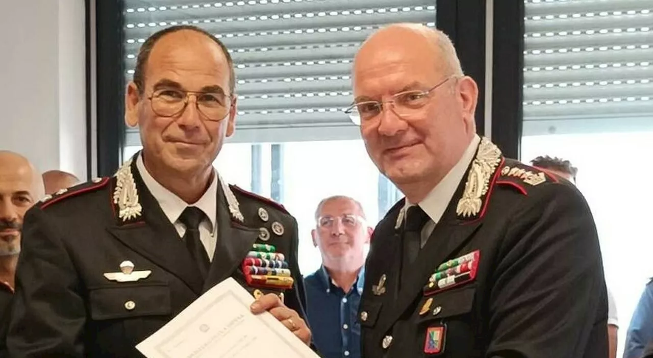 Terni: dopo 42 anni di servizio il maggiore dei carabinieri Giovanni Toschi saluta l'Arma