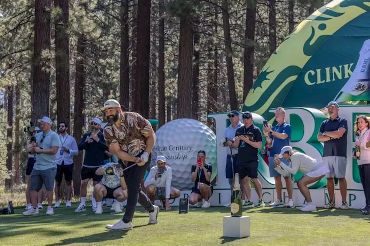 Jason Kelce is stealing the show in Lake Tahoe, chugging beers and ripping 320-yard drives