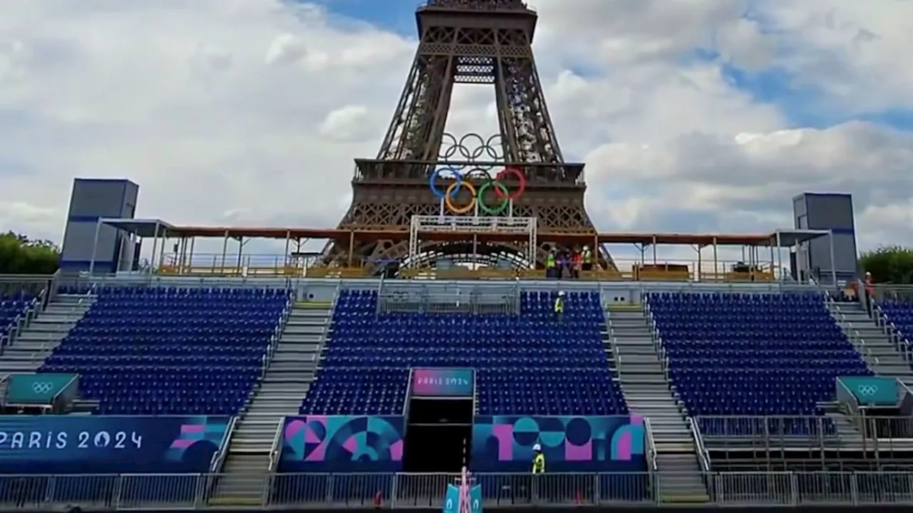 The Eiffel Tower Has a Great View of the Olympic Beach Volleyball Venue