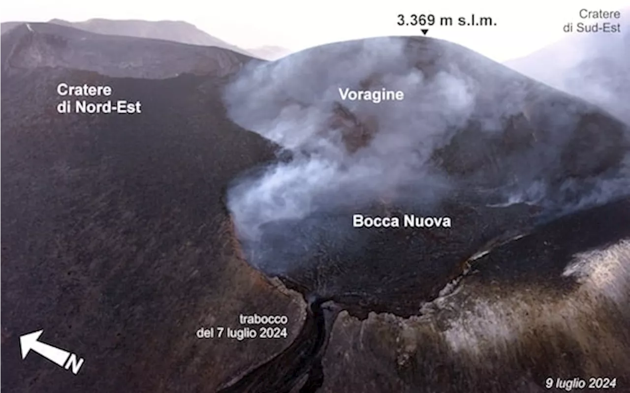 Etna, sorpasso in vetta: Cratere Voragine arriva a 3.369 metri e supera Sud-Est