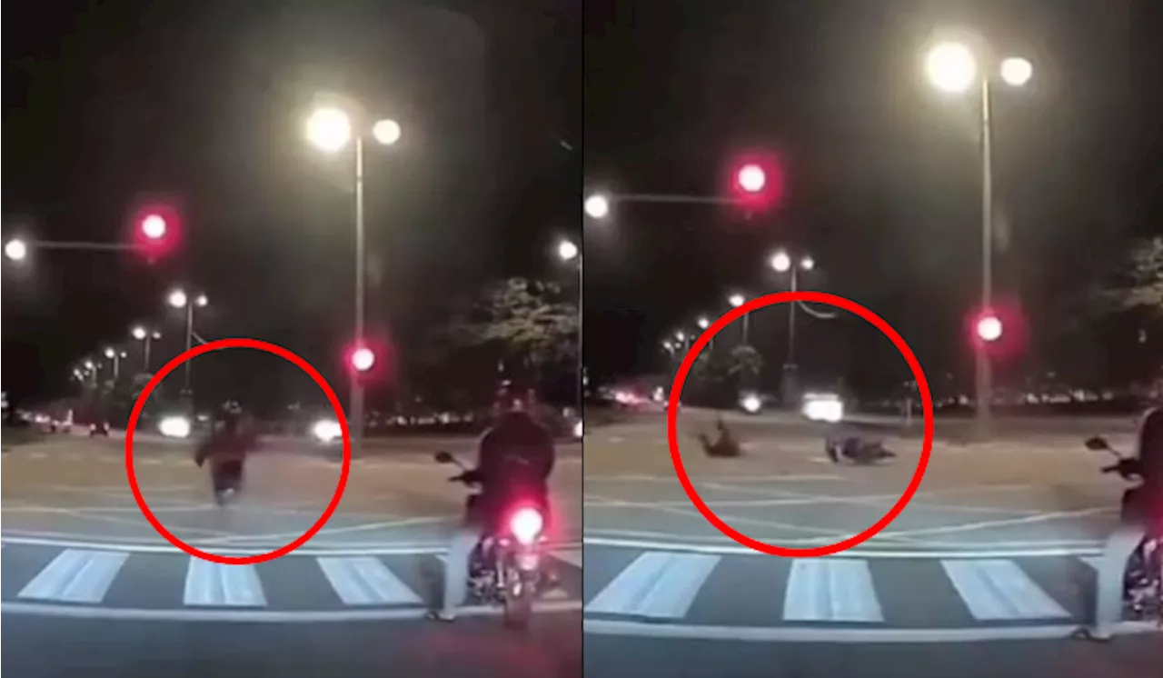 – Individu Jatuh Lepas Langgar Lampu Merah Untuk Buat Aksi ‘Wheelie’