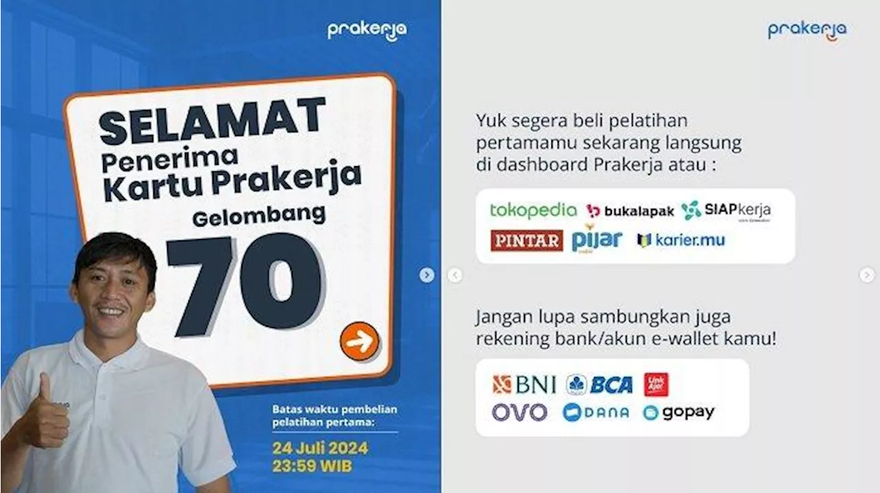 Hasil Seleksi Kartu Prakerja Gelombang 70 Telah Diumumkan, Berikut Tahapnya