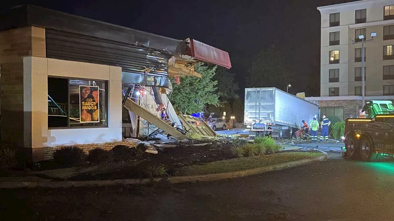 Tractor-trailer hauling 46,000 pounds of beef plows through Wendy's in Dauphin County