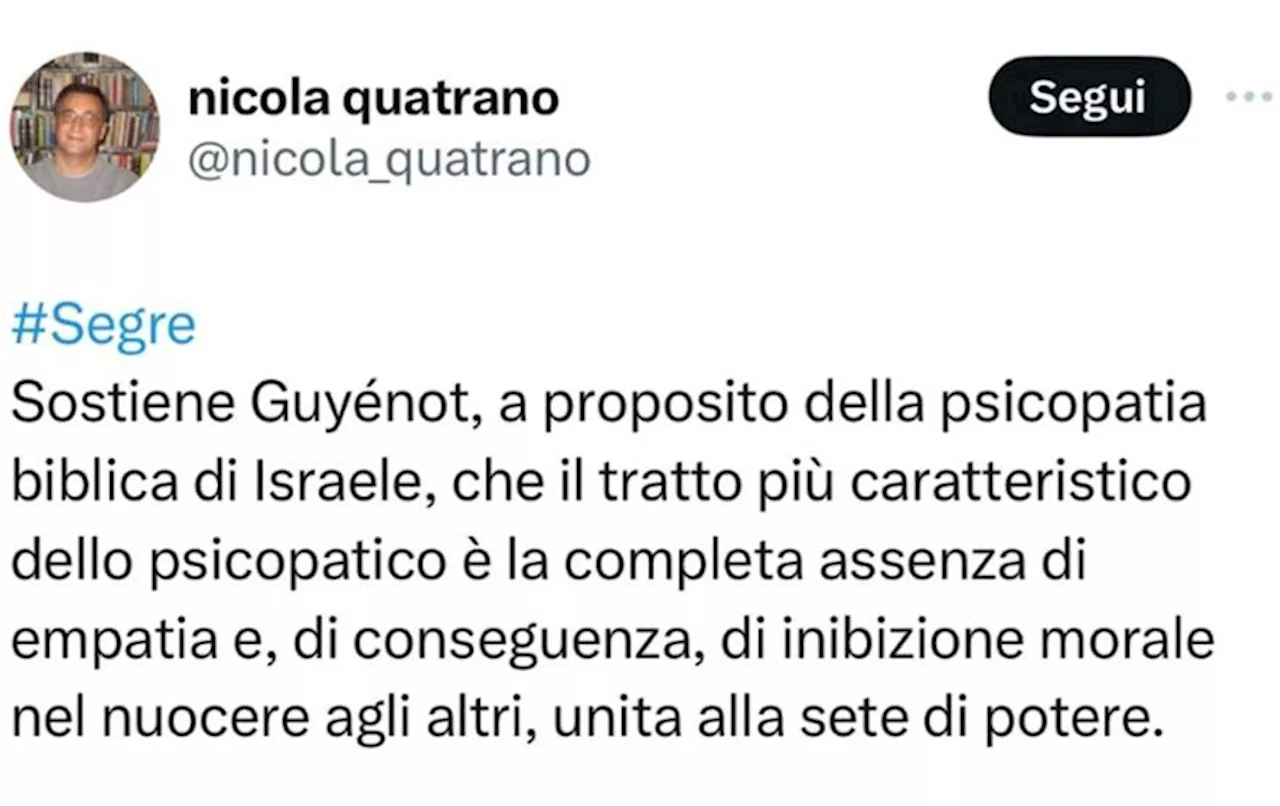 'Israele Stato psicopatico', è polemica per post ospite convegno