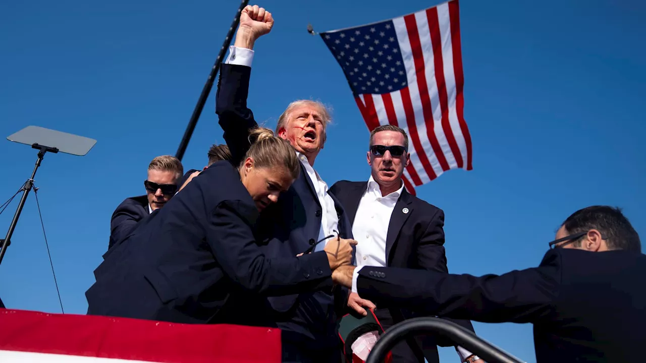 Photos show Trump with blood on his face after shots fired at rally