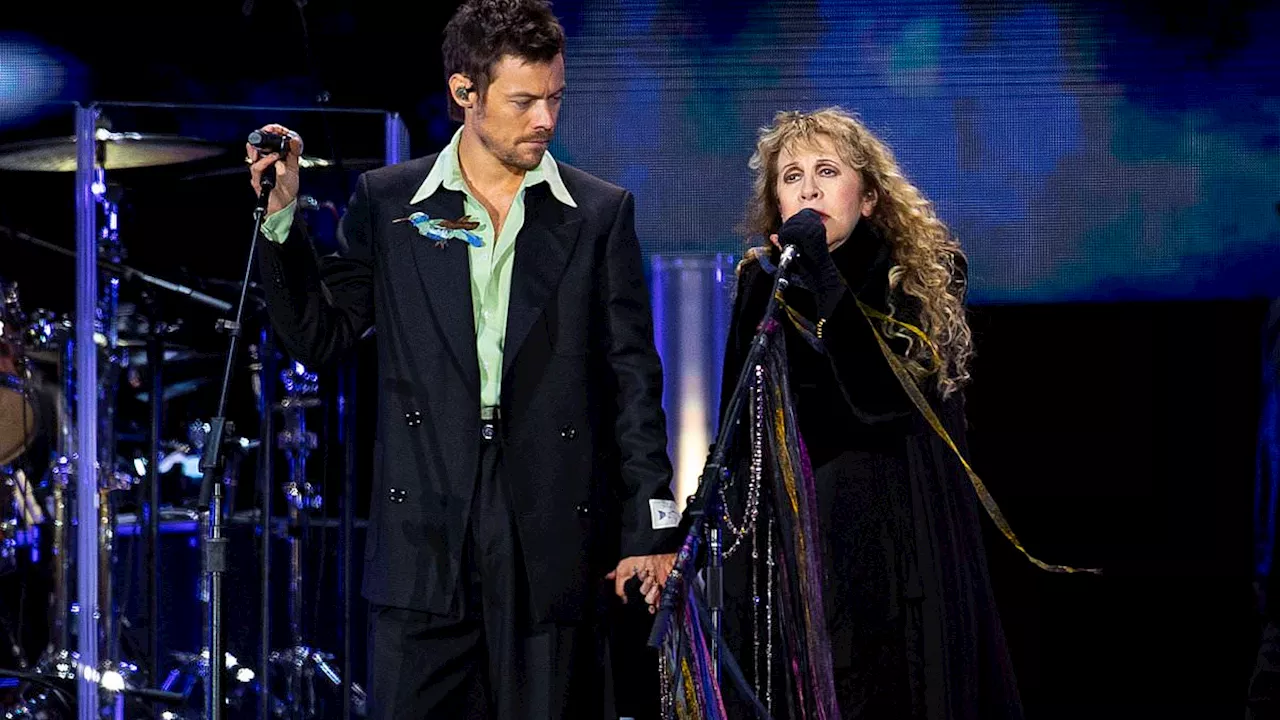 Stevie Nicks pays tribute to the late Tom Petty while performing with Harry Styles at London...