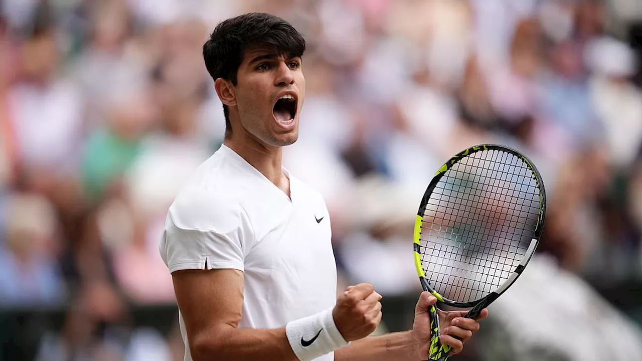 Defending champion Carlos Alcaraz puts on a show to beat Daniil Medvedev on Centre Court... and he...