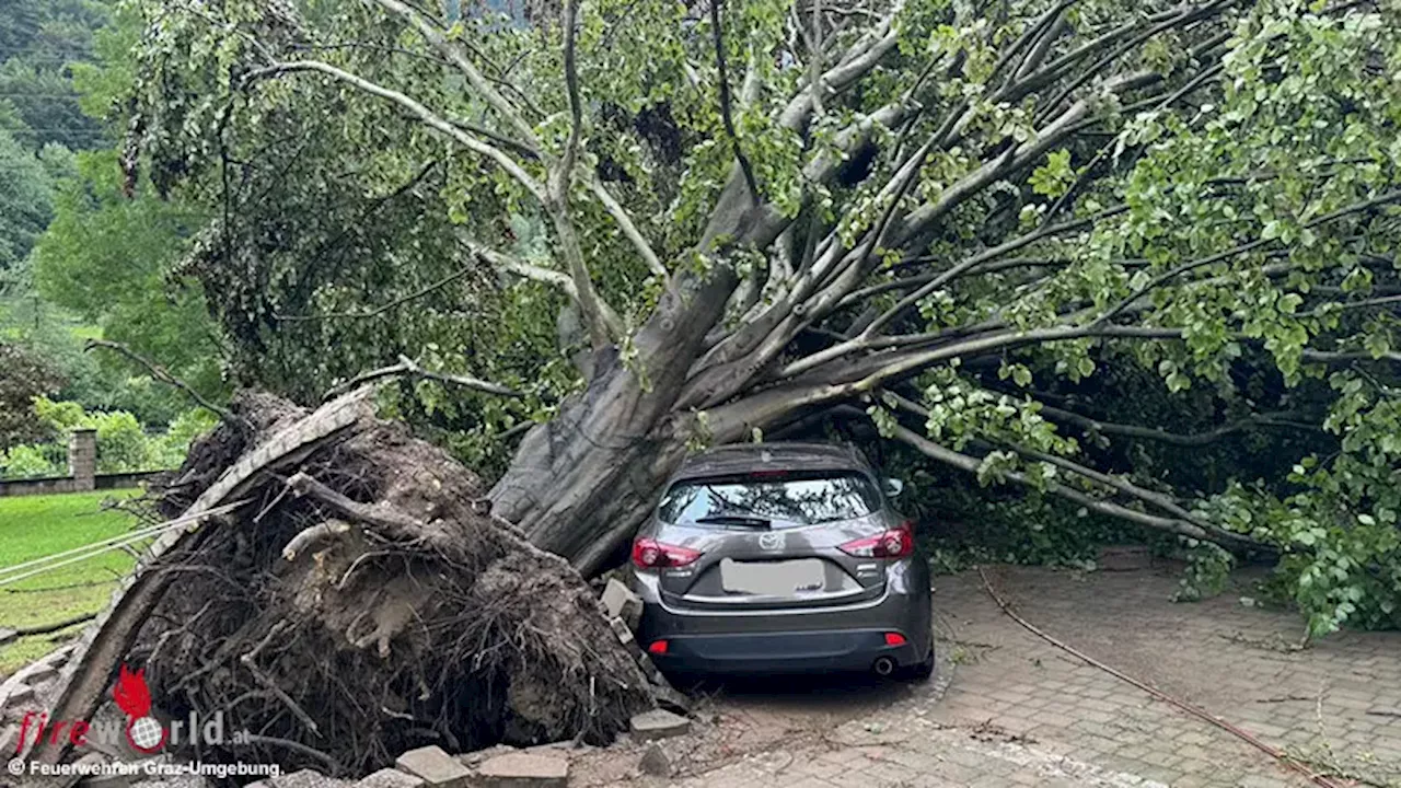 Stmk: Wieder Unwetter-Einsätze für alle Feuerwehren des Abschnittes 6 am 12. / 13.07.2024 in Graz-Umgebung