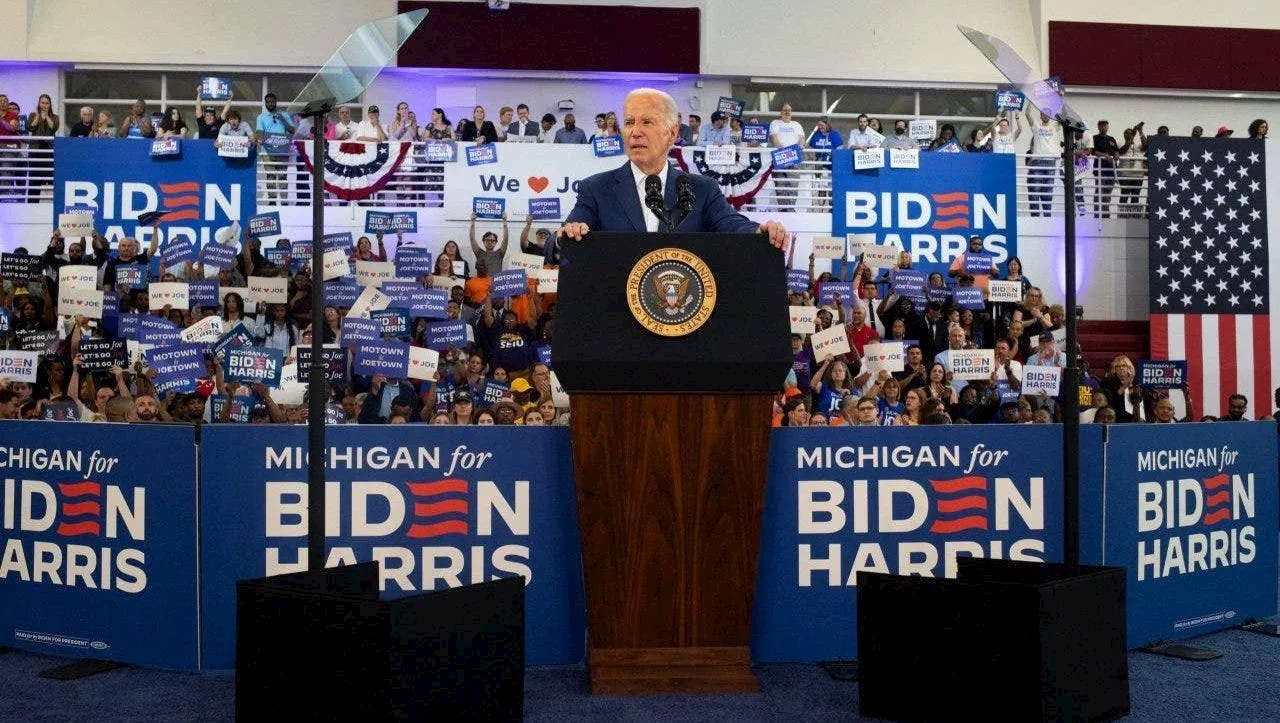 Biden tells Michigan crowd he's 'not going anywhere' amid chants of 'don't you quit'