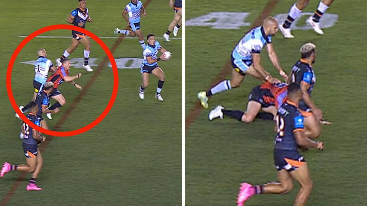 Sharks star cops bizarre NRL ban for referee collision that cost possible try