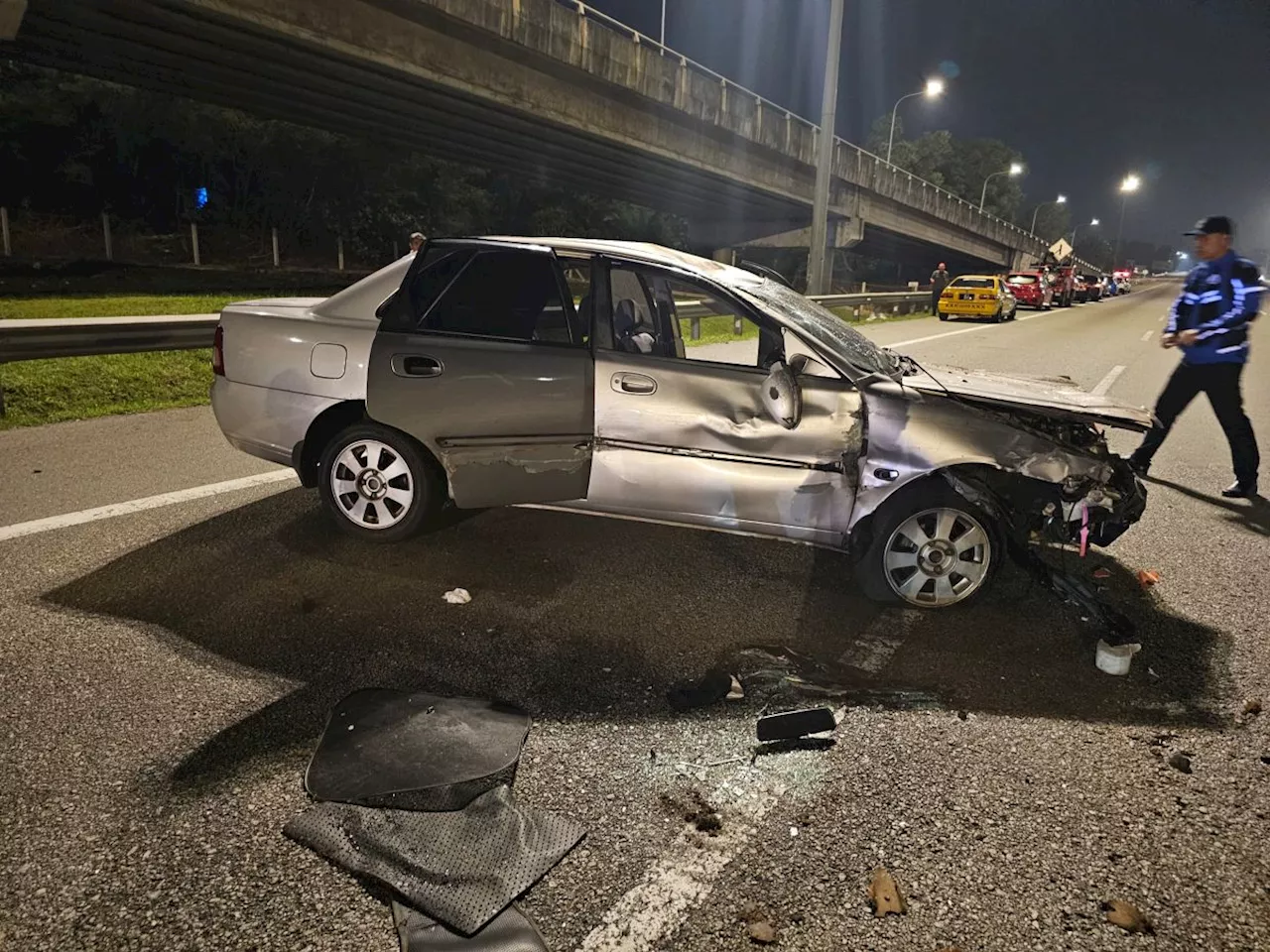 Three highway workers killed, one hurt after car rams into them on NKVE