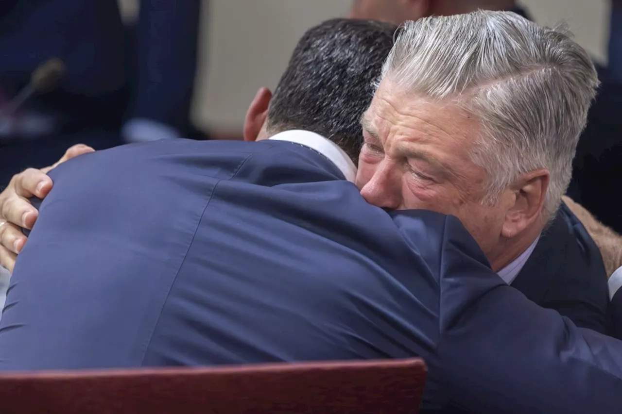 Alec Baldwin weeps in court as judge announces involuntary manslaughter case is dismissed midtrial