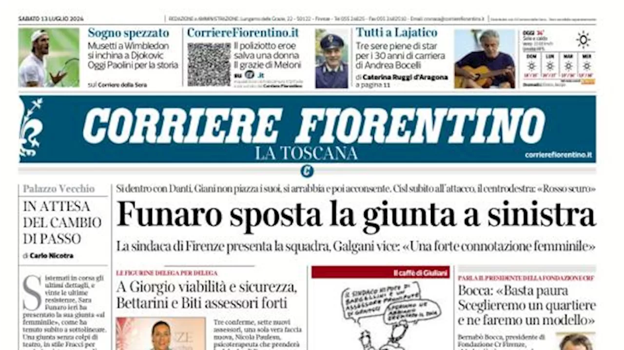 Corriere Fiorentino apre con le parole di Kean: “Qui per dimostrare il mio valore”